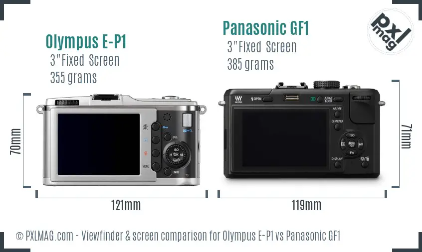 Olympus E-P1 vs Panasonic GF1 Screen and Viewfinder comparison