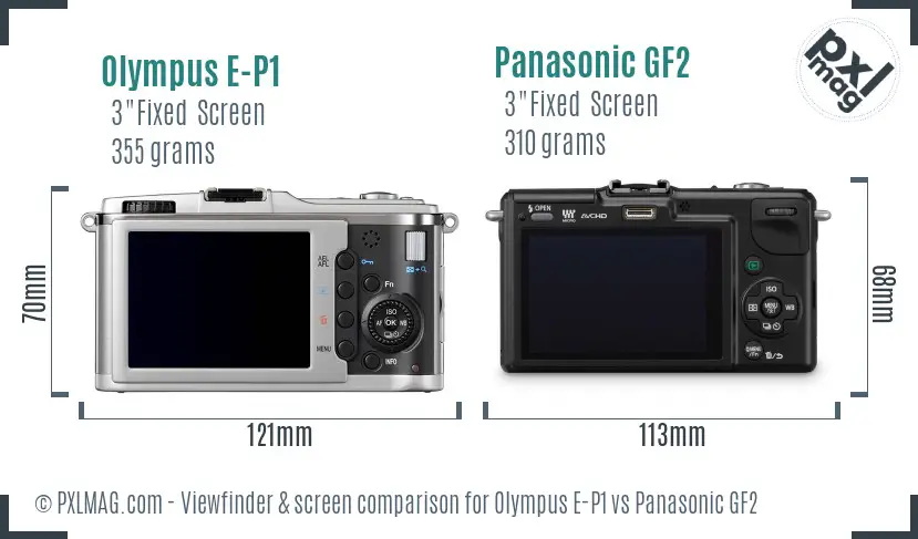 Olympus E-P1 vs Panasonic GF2 Screen and Viewfinder comparison