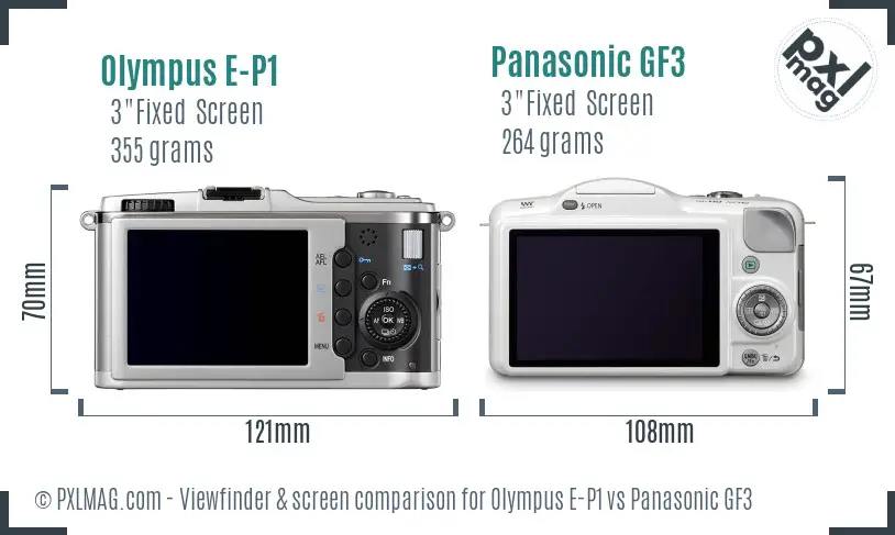 Olympus E-P1 vs Panasonic GF3 Screen and Viewfinder comparison