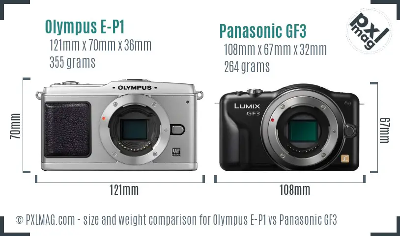 Olympus E-P1 vs Panasonic GF3 size comparison