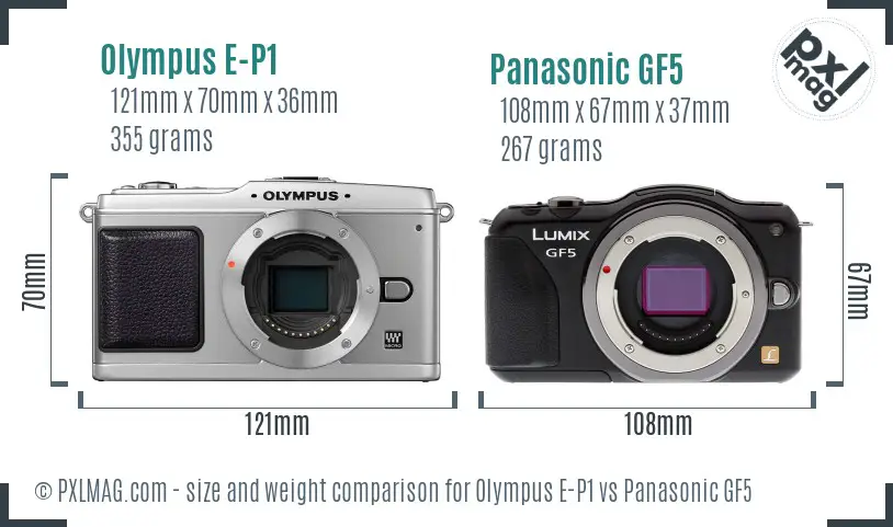 Olympus E-P1 vs Panasonic GF5 size comparison