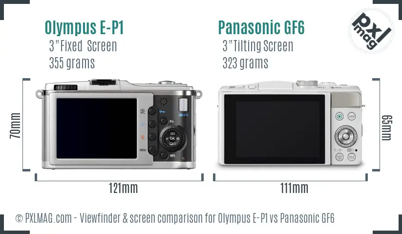 Olympus E-P1 vs Panasonic GF6 Screen and Viewfinder comparison