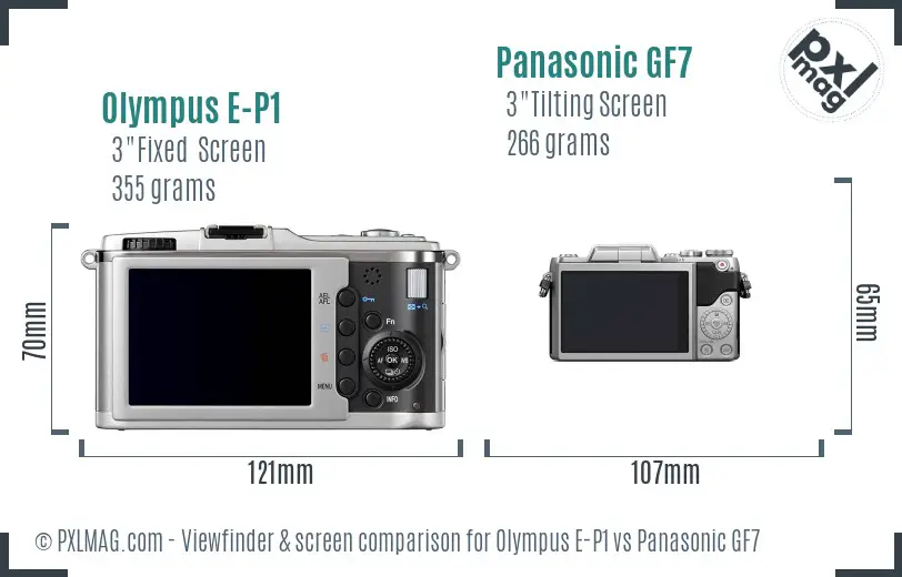 Olympus E-P1 vs Panasonic GF7 Screen and Viewfinder comparison