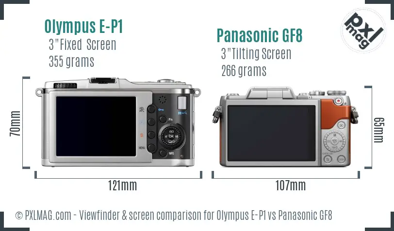 Olympus E-P1 vs Panasonic GF8 Screen and Viewfinder comparison