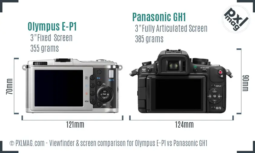 Olympus E-P1 vs Panasonic GH1 Screen and Viewfinder comparison