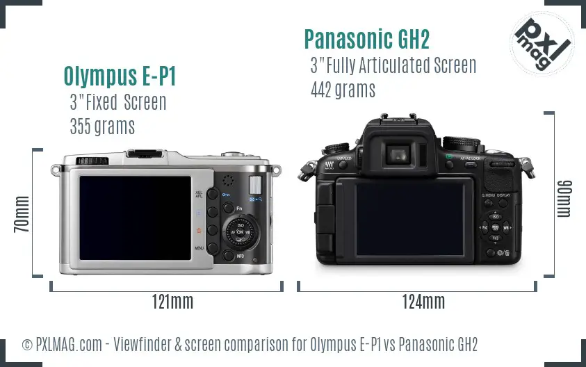 Olympus E-P1 vs Panasonic GH2 Screen and Viewfinder comparison