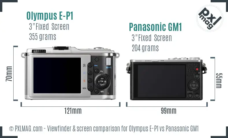 Olympus E-P1 vs Panasonic GM1 Screen and Viewfinder comparison