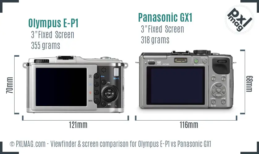 Olympus E-P1 vs Panasonic GX1 Screen and Viewfinder comparison
