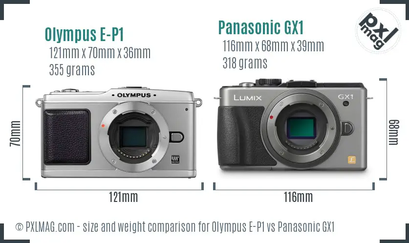 Olympus E-P1 vs Panasonic GX1 size comparison