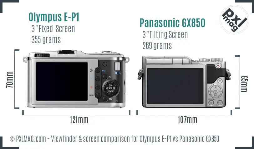 Olympus E-P1 vs Panasonic GX850 Screen and Viewfinder comparison