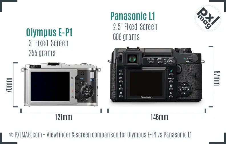 Olympus E-P1 vs Panasonic L1 Screen and Viewfinder comparison