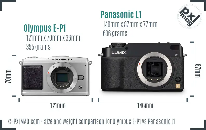 Olympus E-P1 vs Panasonic L1 size comparison