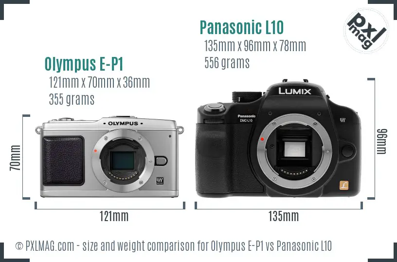 Olympus E-P1 vs Panasonic L10 size comparison