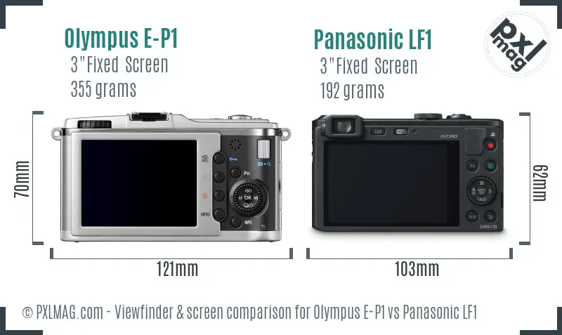 Olympus E-P1 vs Panasonic LF1 Screen and Viewfinder comparison