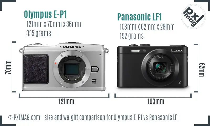 Olympus E-P1 vs Panasonic LF1 size comparison