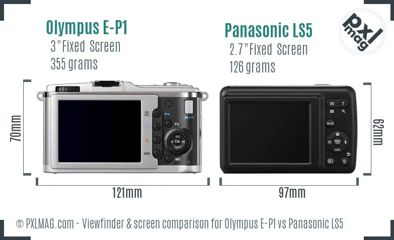 Olympus E-P1 vs Panasonic LS5 Screen and Viewfinder comparison