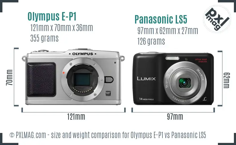 Olympus E-P1 vs Panasonic LS5 size comparison