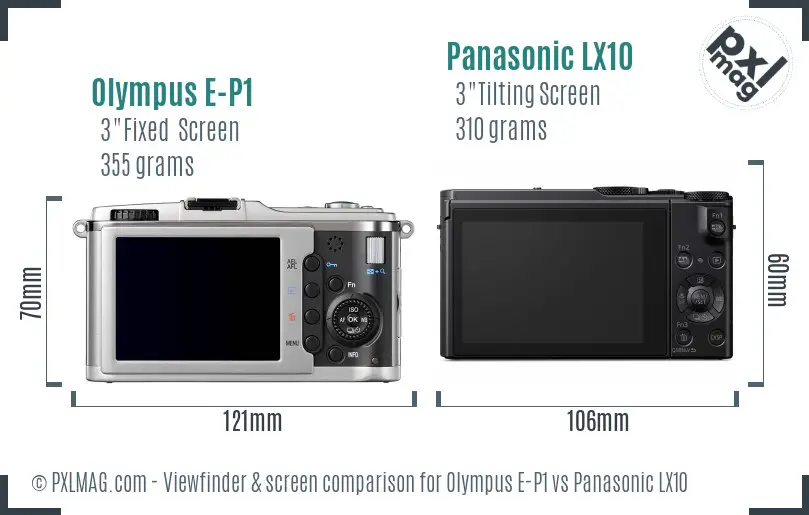 Olympus E-P1 vs Panasonic LX10 Screen and Viewfinder comparison
