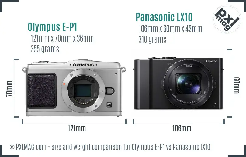 Olympus E-P1 vs Panasonic LX10 size comparison