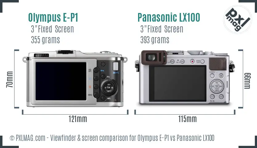 Olympus E-P1 vs Panasonic LX100 Screen and Viewfinder comparison