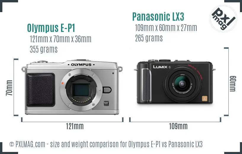 Olympus E-P1 vs Panasonic LX3 size comparison