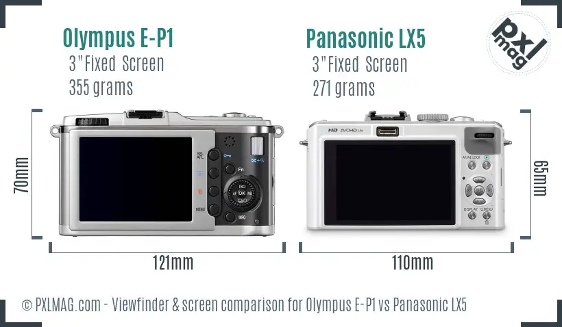 Olympus E-P1 vs Panasonic LX5 Screen and Viewfinder comparison