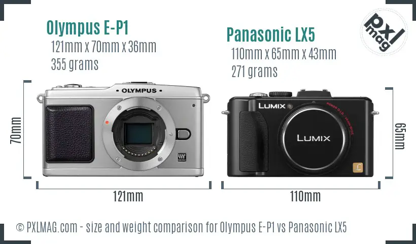 Olympus E-P1 vs Panasonic LX5 size comparison
