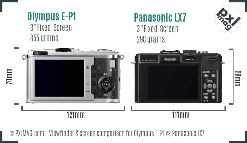 Olympus E-P1 vs Panasonic LX7 Screen and Viewfinder comparison