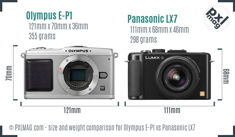 Olympus E-P1 vs Panasonic LX7 size comparison