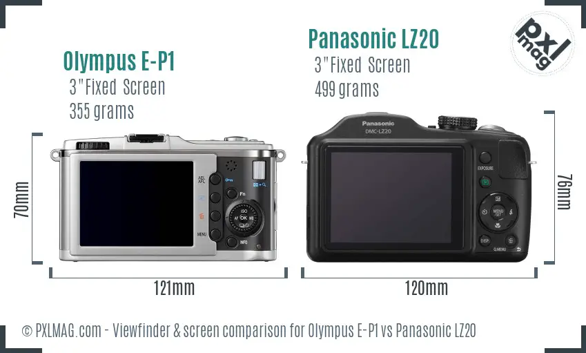 Olympus E-P1 vs Panasonic LZ20 Screen and Viewfinder comparison