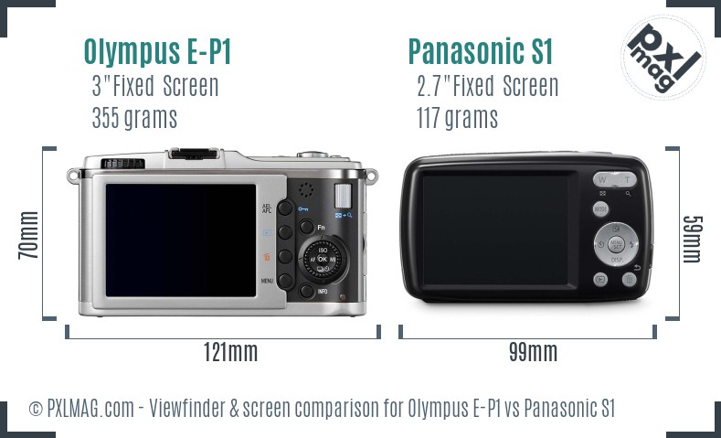 Olympus E-P1 vs Panasonic S1 Screen and Viewfinder comparison