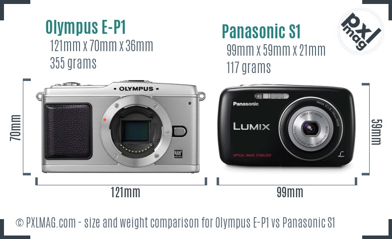 Olympus E-P1 vs Panasonic S1 size comparison