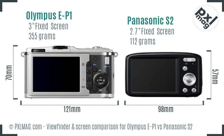 Olympus E-P1 vs Panasonic S2 Screen and Viewfinder comparison