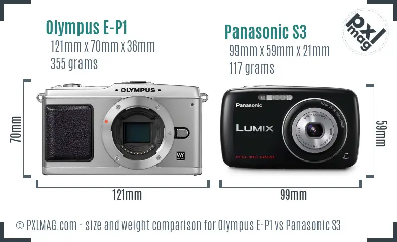 Olympus E-P1 vs Panasonic S3 size comparison