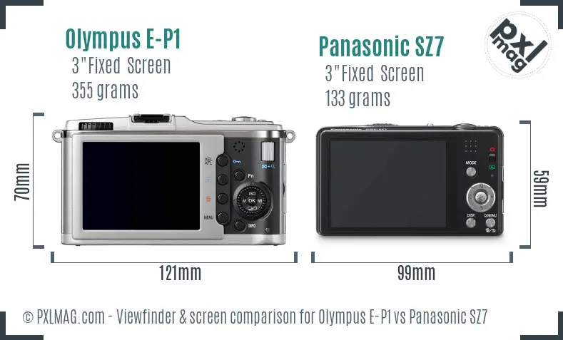 Olympus E-P1 vs Panasonic SZ7 Screen and Viewfinder comparison