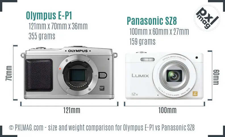 Olympus E-P1 vs Panasonic SZ8 size comparison