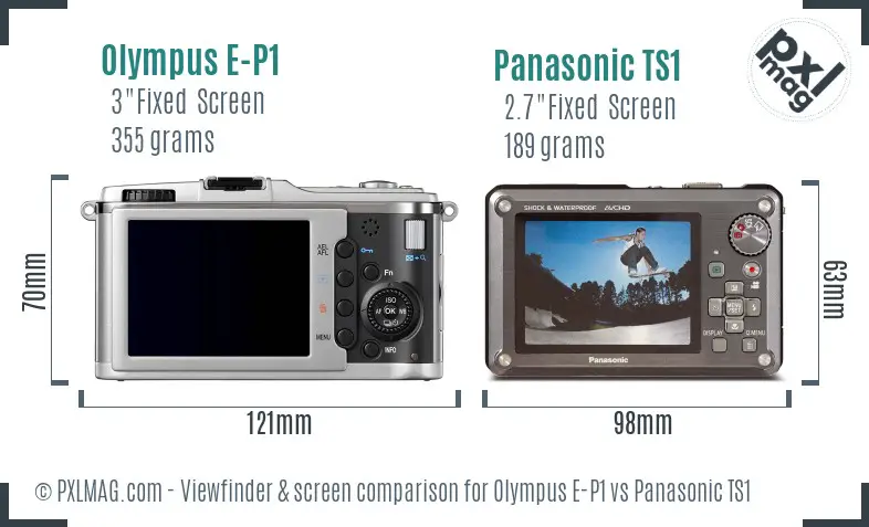 Olympus E-P1 vs Panasonic TS1 Screen and Viewfinder comparison