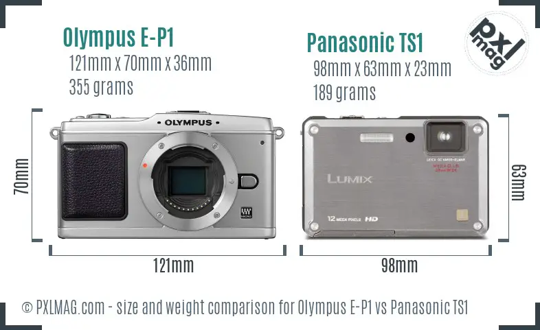 Olympus E-P1 vs Panasonic TS1 size comparison