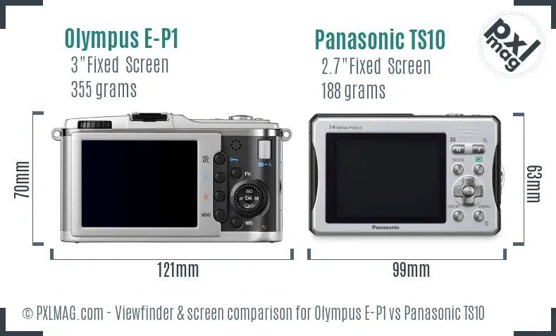 Olympus E-P1 vs Panasonic TS10 Screen and Viewfinder comparison
