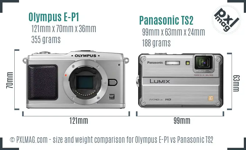 Olympus E-P1 vs Panasonic TS2 size comparison