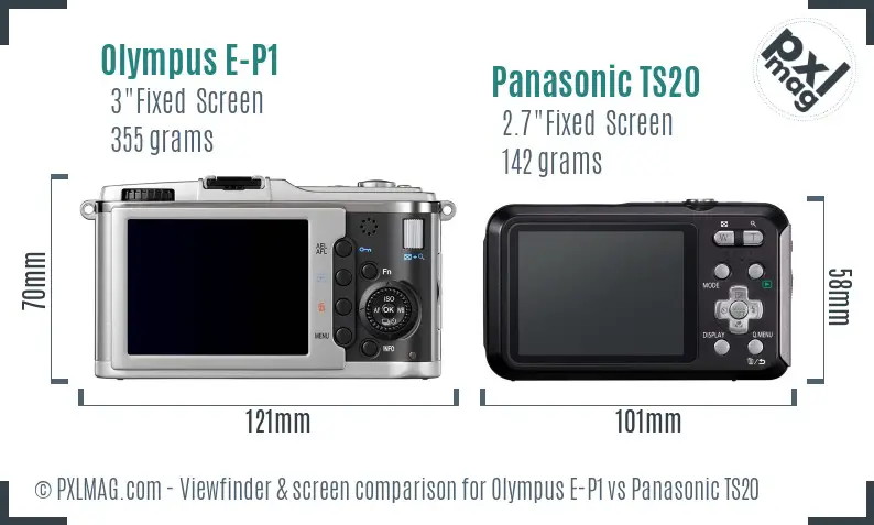 Olympus E-P1 vs Panasonic TS20 Screen and Viewfinder comparison