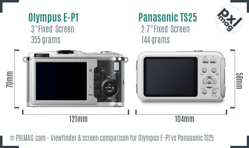 Olympus E-P1 vs Panasonic TS25 Screen and Viewfinder comparison