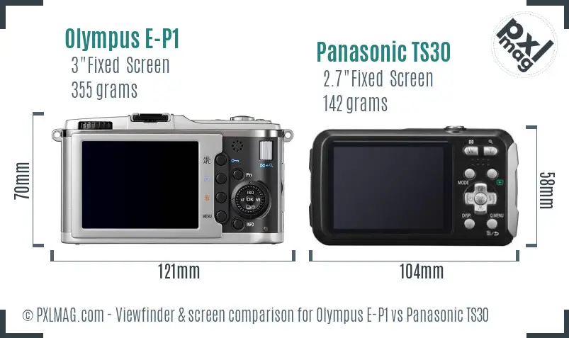 Olympus E-P1 vs Panasonic TS30 Screen and Viewfinder comparison