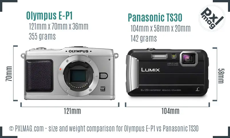 Olympus E-P1 vs Panasonic TS30 size comparison