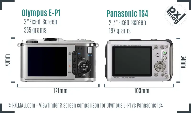 Olympus E-P1 vs Panasonic TS4 Screen and Viewfinder comparison