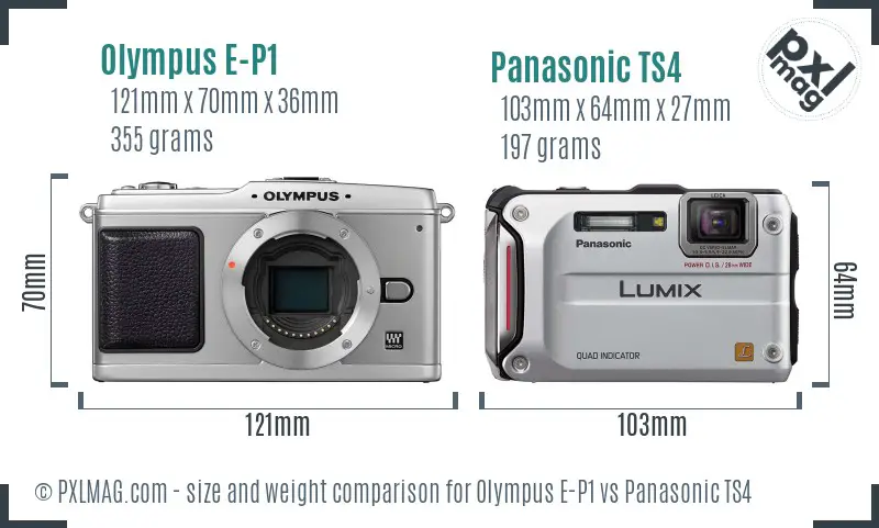 Olympus E-P1 vs Panasonic TS4 size comparison