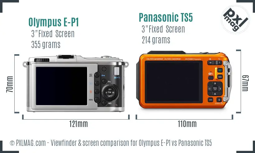 Olympus E-P1 vs Panasonic TS5 Screen and Viewfinder comparison
