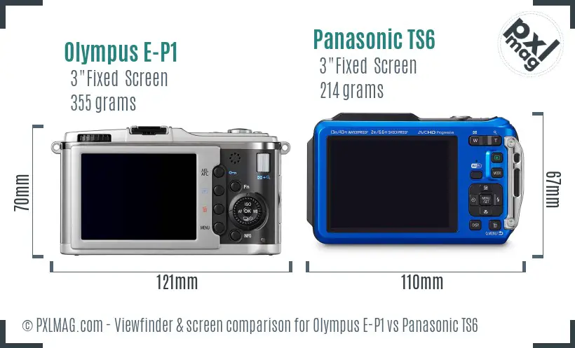 Olympus E-P1 vs Panasonic TS6 Screen and Viewfinder comparison