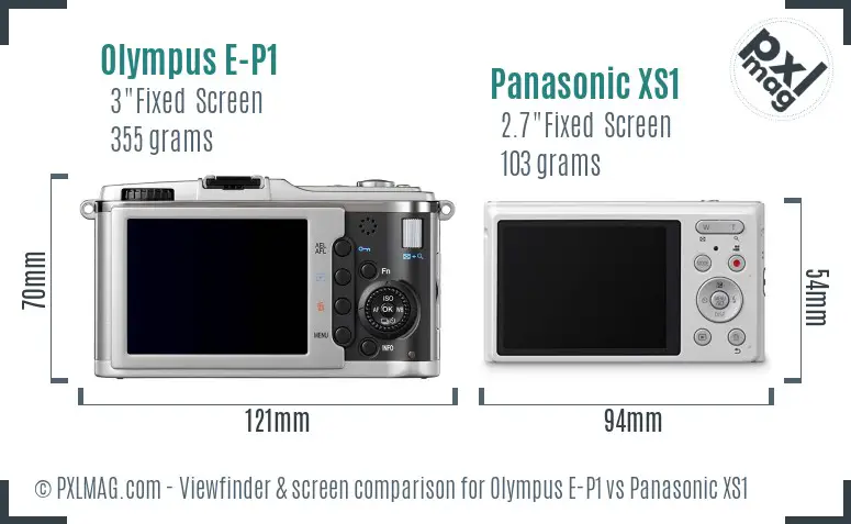 Olympus E-P1 vs Panasonic XS1 Screen and Viewfinder comparison