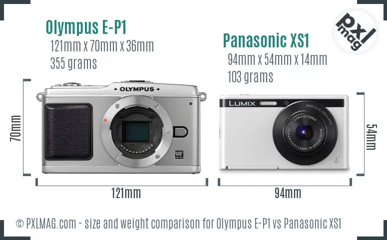 Olympus E-P1 vs Panasonic XS1 size comparison